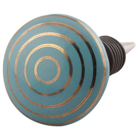 Sea Green Striped Ceramic Wine Stopper
